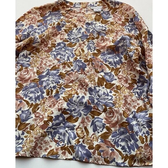 Vintage Evan Picone Vintage Women's Sz 12 Floral Button Up Blouse Long Sleeve - Picture 7 of 11